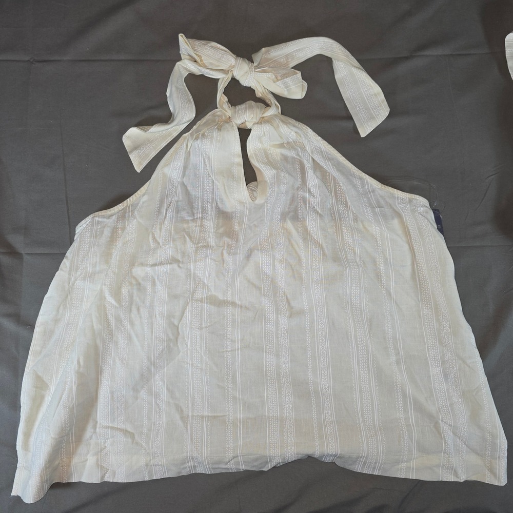 Universal Thread Womens XL Cream Cotton Halter Top Boho Geometric Stripe NWT